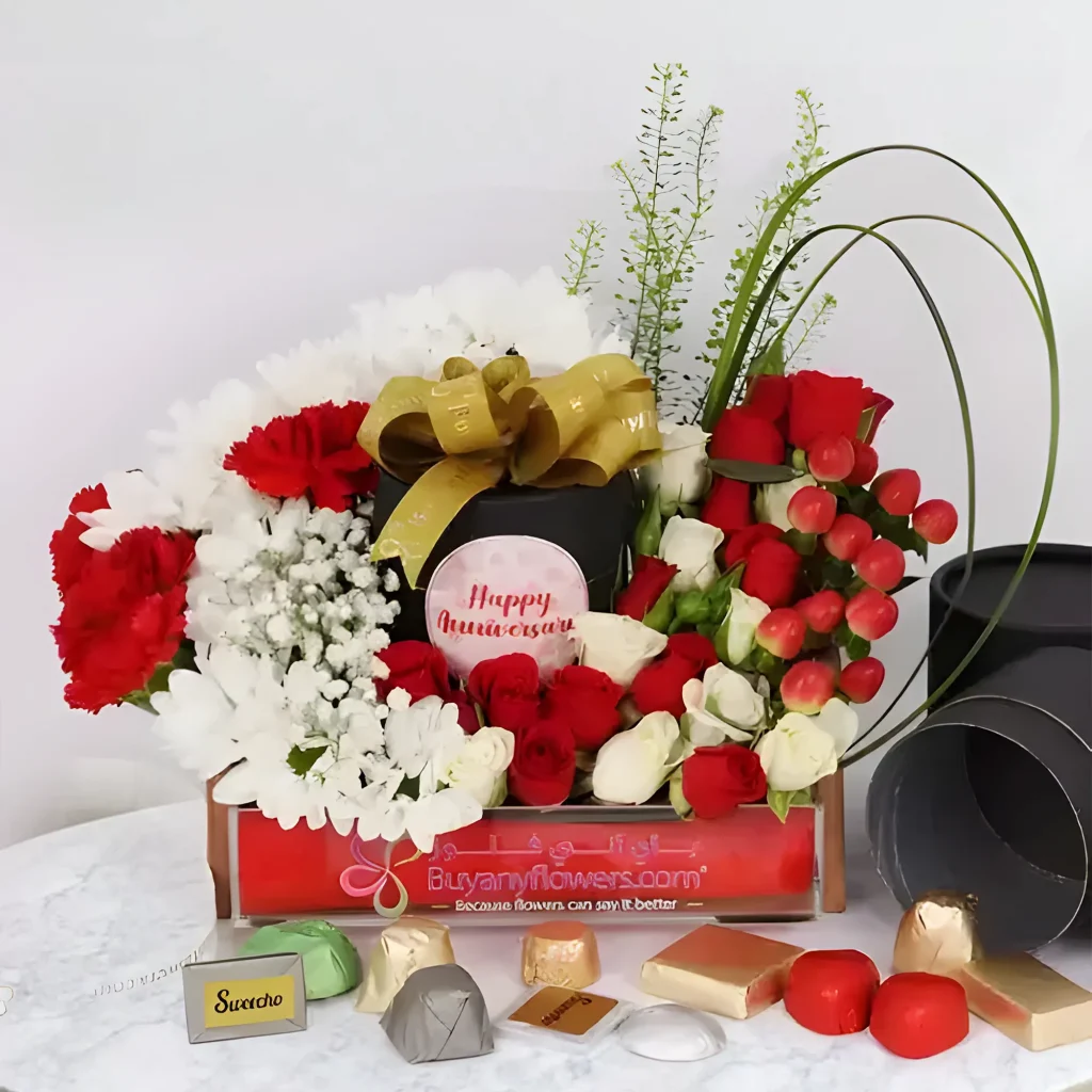 Anniversary Floral and Chocolate Arrangement