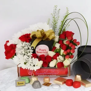 Anniversary Floral and Chocolate Arrangement