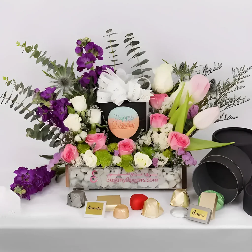Birthday Flowers and Chocolate Arrangement