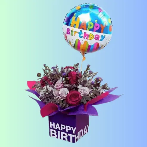 Birthday Wishes Flowers and Birthday Balloon