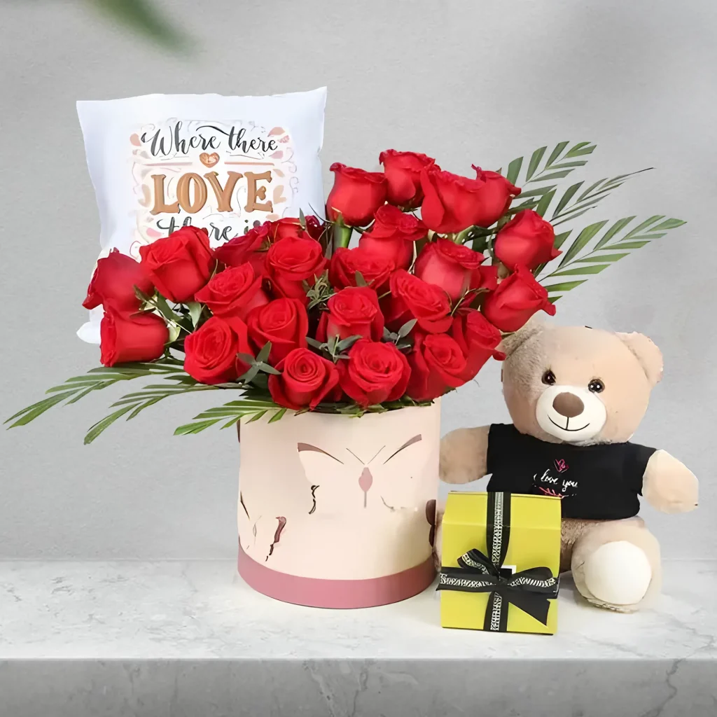Butterfly 25 Red Roses Trio Combo