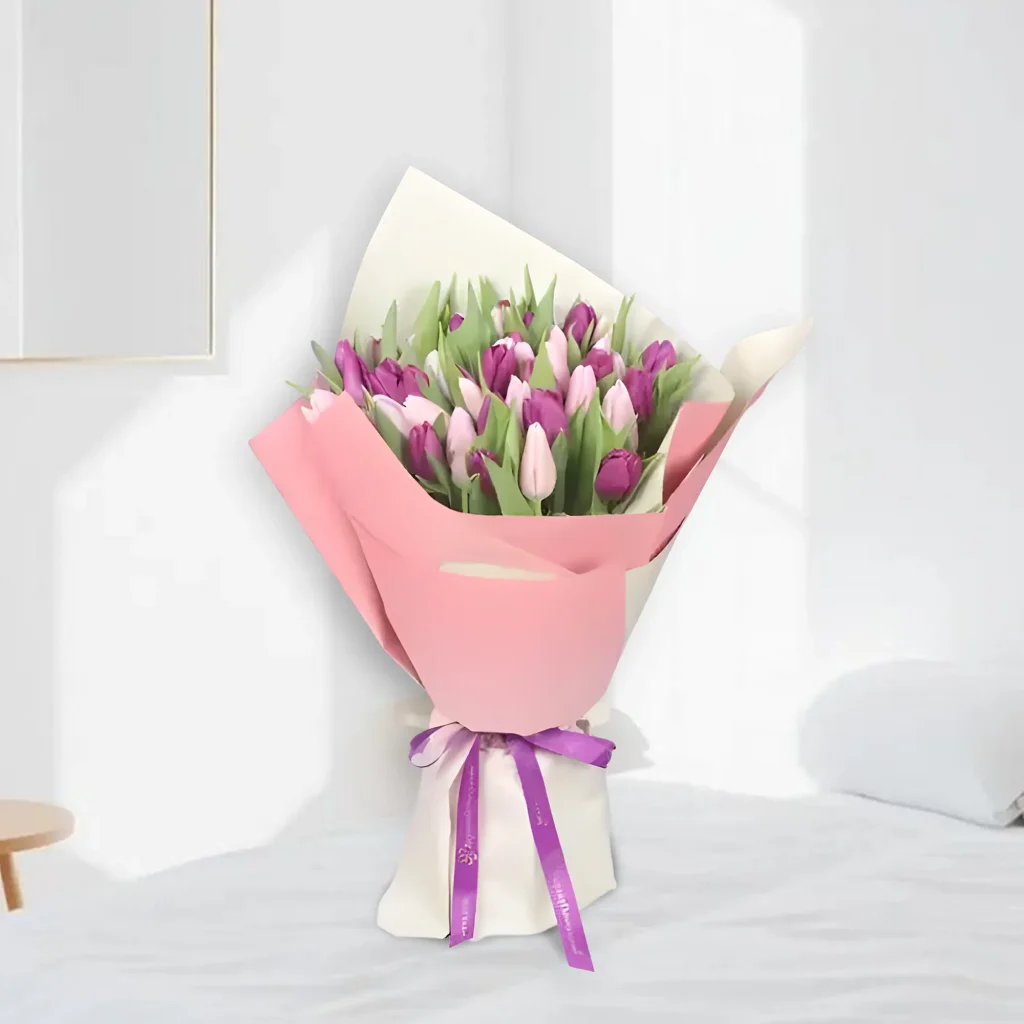 Pretty 51 Pink and Purple Tulips Bouquet