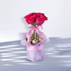 Roses and Premium Chocolate Vase Gift