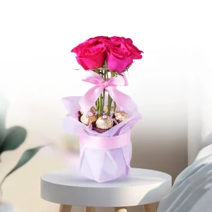 Roses and Premium Chocolate Vase Gift happy shop