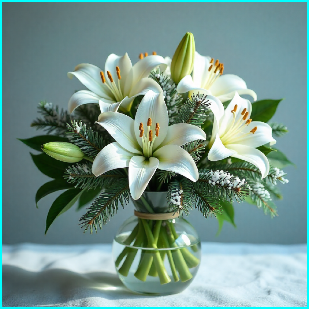 White lilies Christmas bouquet in UAE