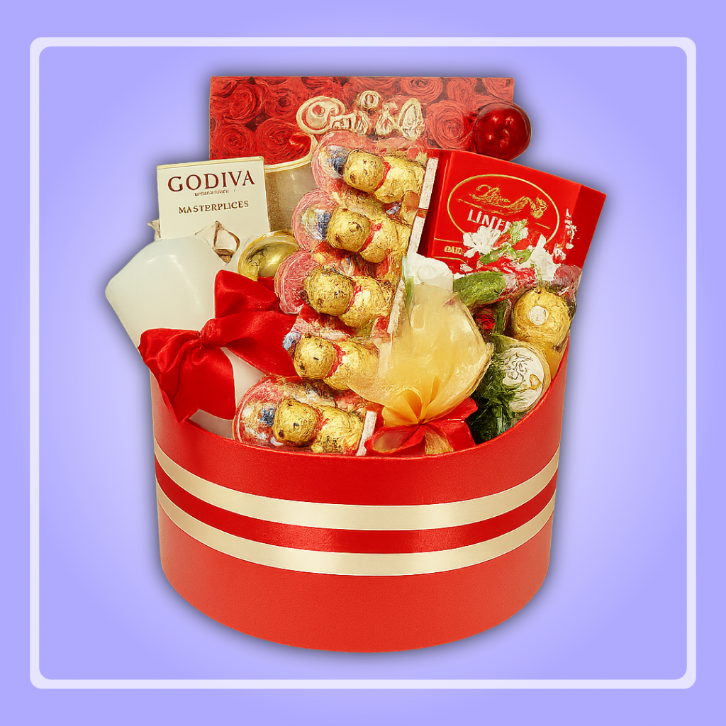 Christmas Chocolate Treats Box with Lindt, Ferrero Rocher & Belgian Chocolates
