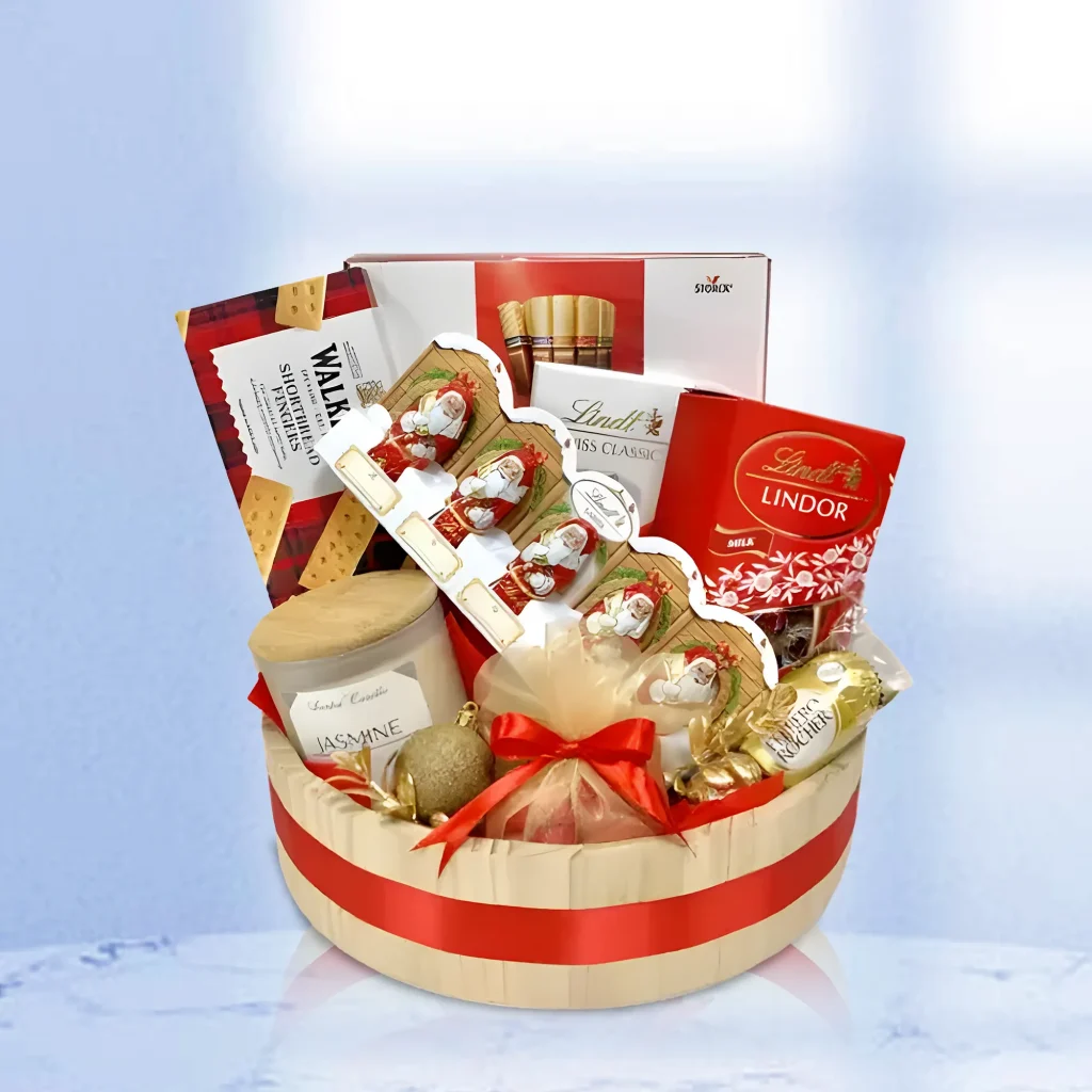Christmas Chocolate Treats Box with Lindt, Ferrero Rocher, and Belgian chocolates in Dubai UAE