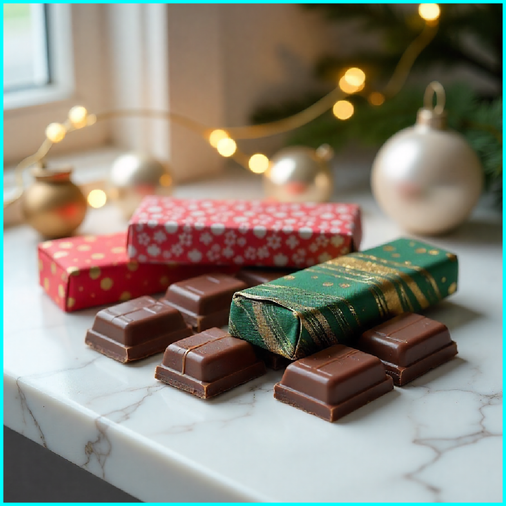 Festively wrapped classic chocolate bars for Christmas in UAE