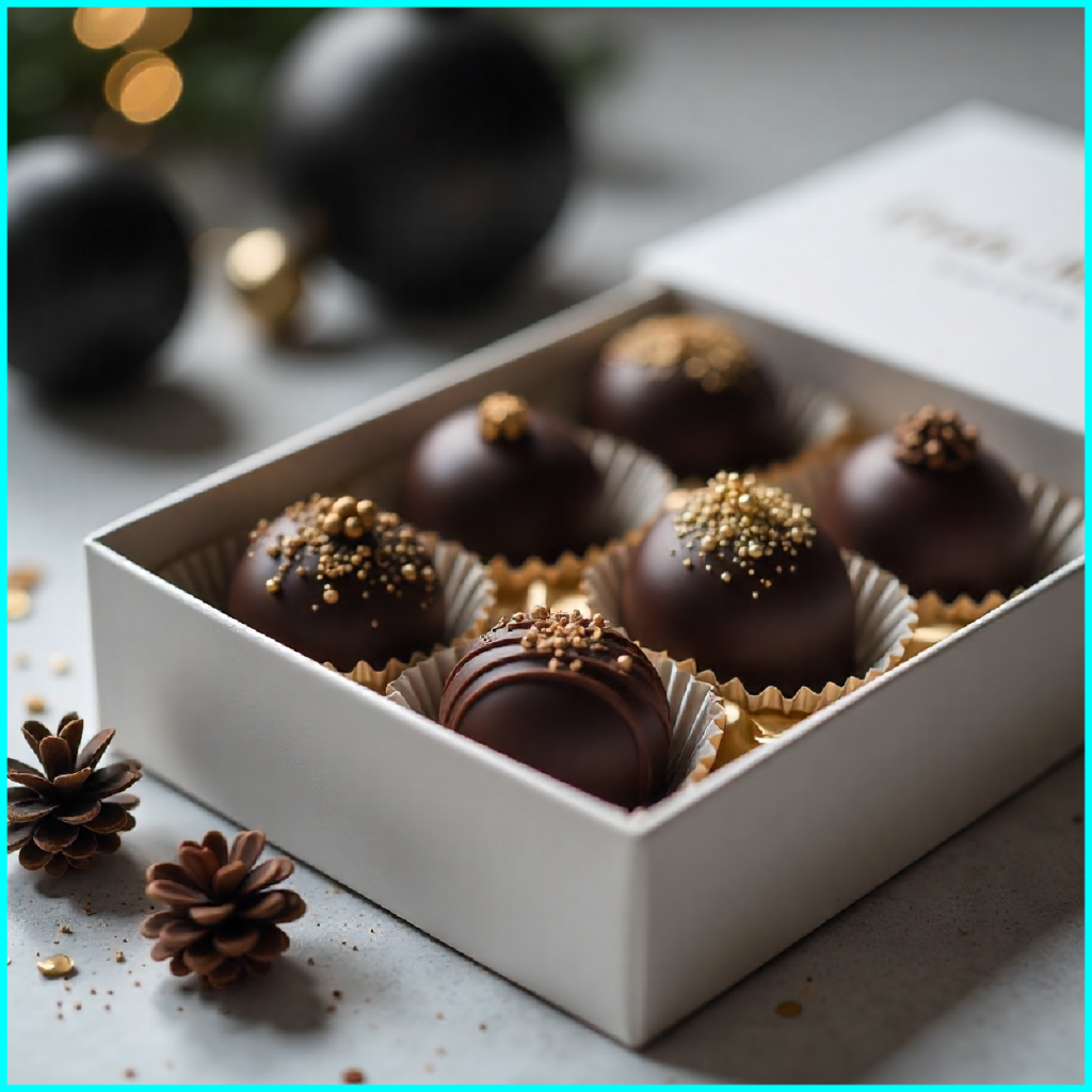 Gourmet luxury chocolate gift box with truffles for Christmas in UAE