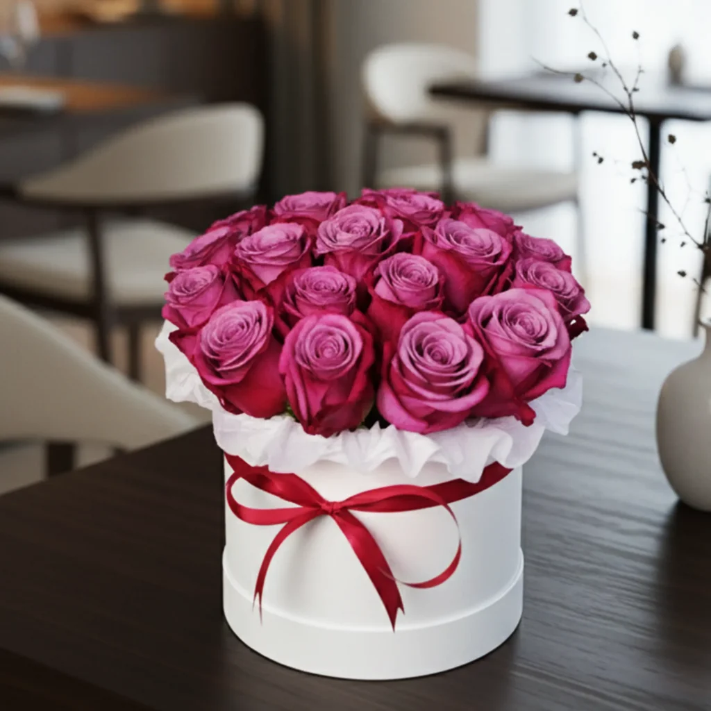 20 Pink Roses In Box