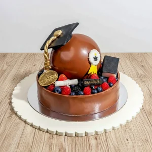 Chocolate Graduation Cake with Fresh Fruits