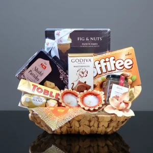 Diwali Feast Treats Hamper with Sweets Chocolates Diyas UAE