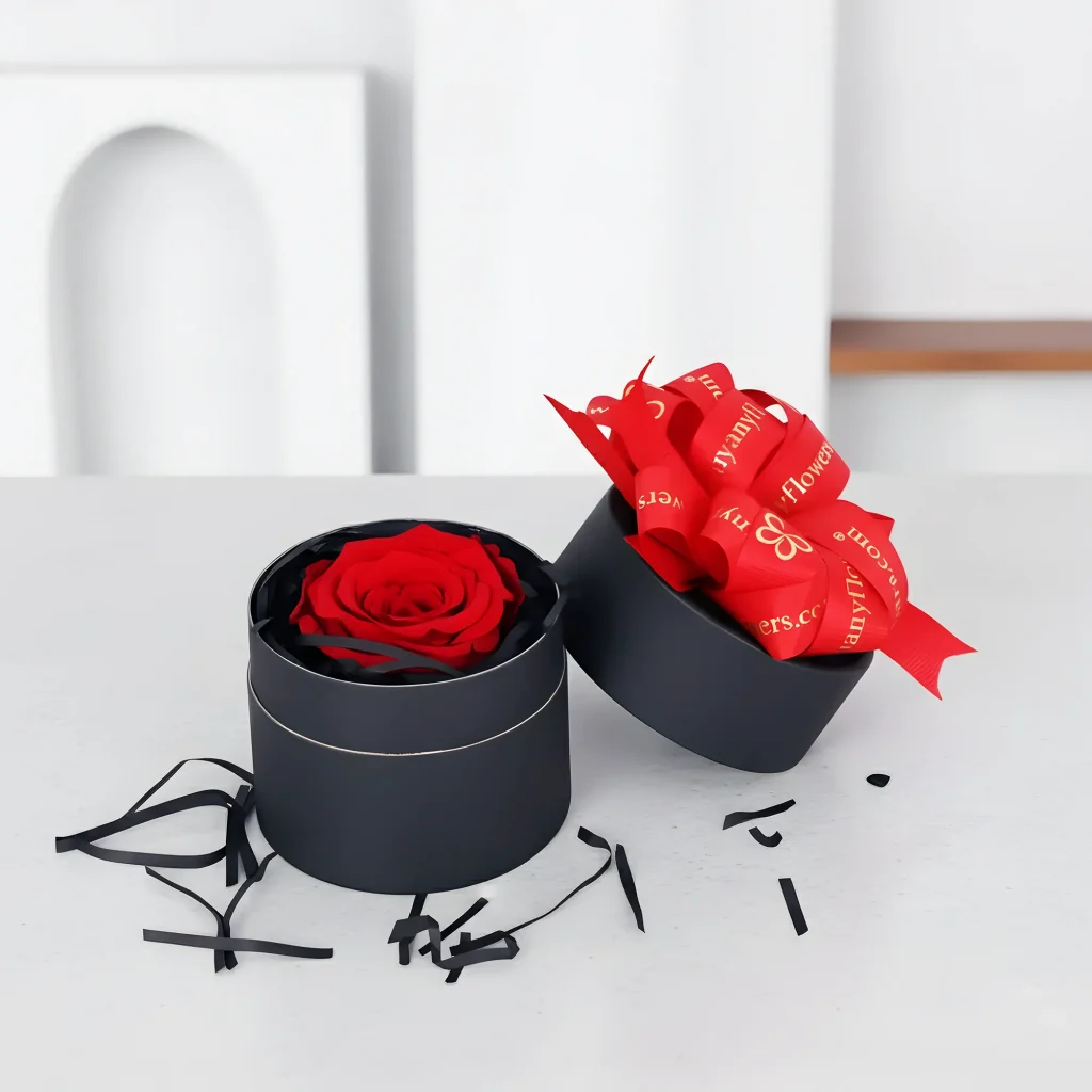 Forever Red Roses in Black Box