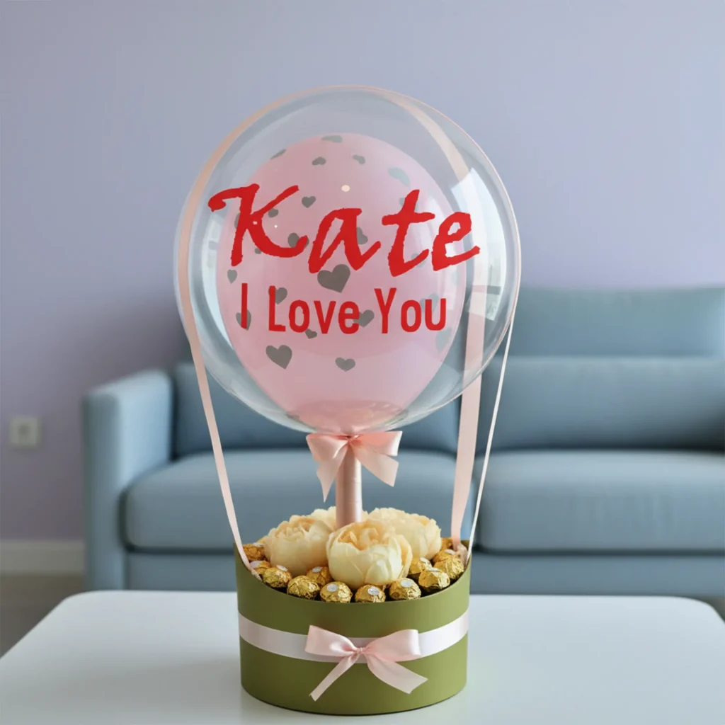 I-Love-You Hot Air Balloon & Ferrero birthday gift in Dubai