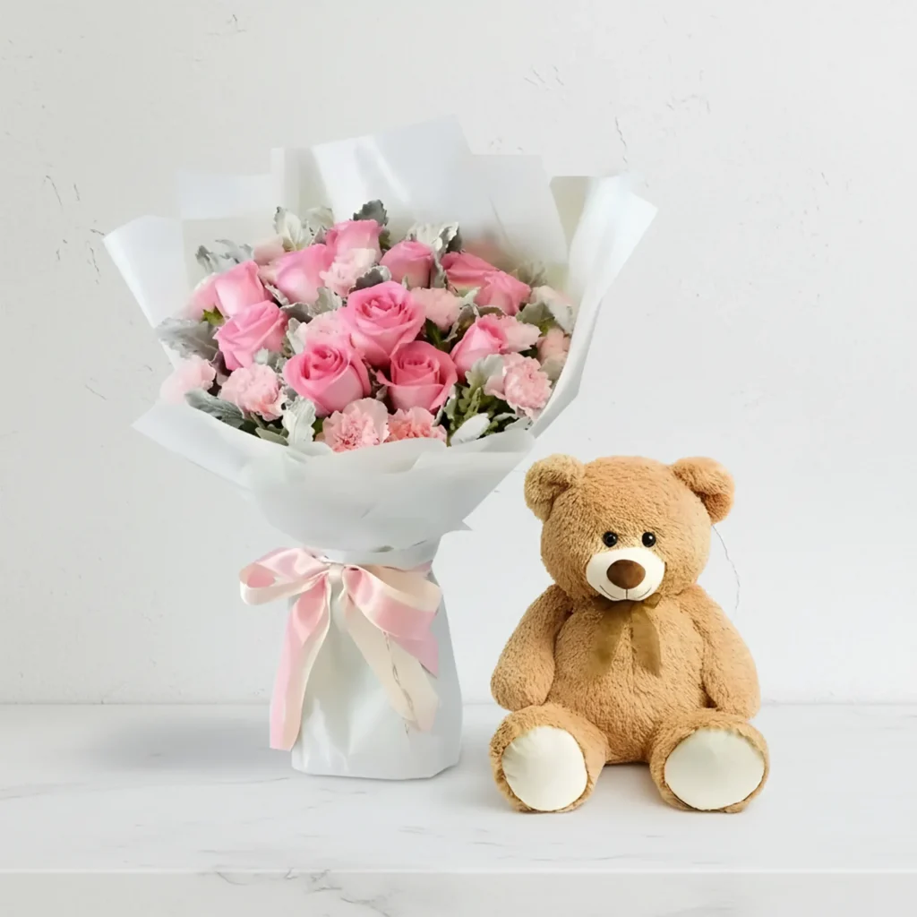 Pink Blushing and Teddy Bear