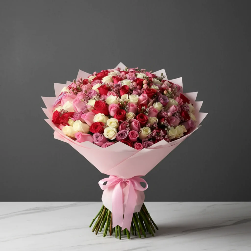 Pretty Lady 151 Roses Bouquet – Luxury New Year Flower Gift Dubai UAE
