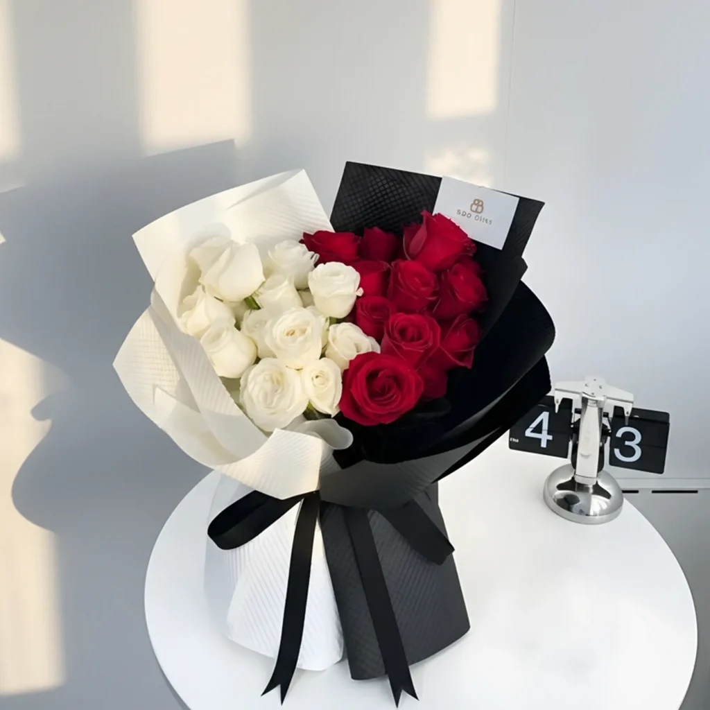 Red and White Roses Bouquet