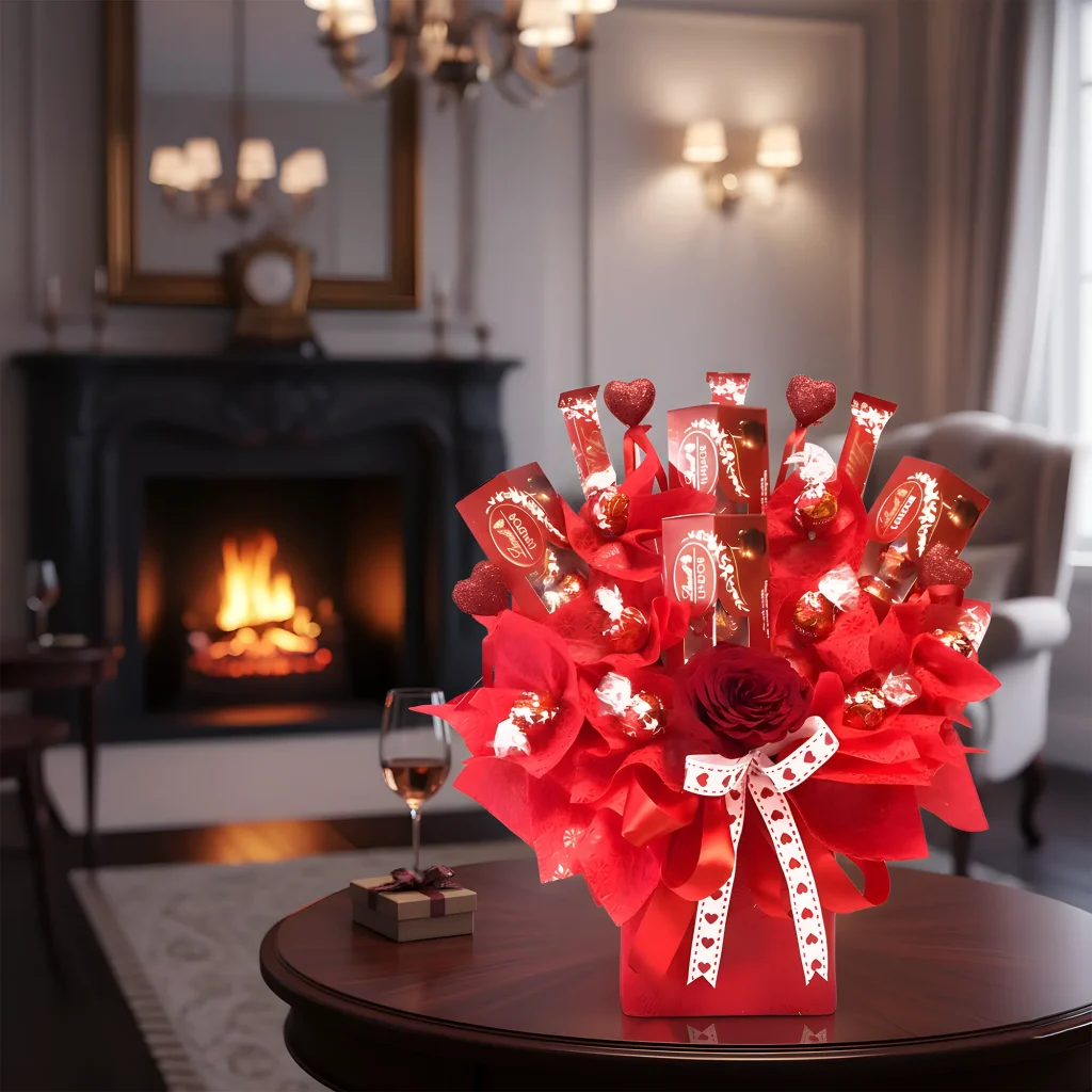 Anniverssary Romantic Chocolate Bouquet with Red Rose