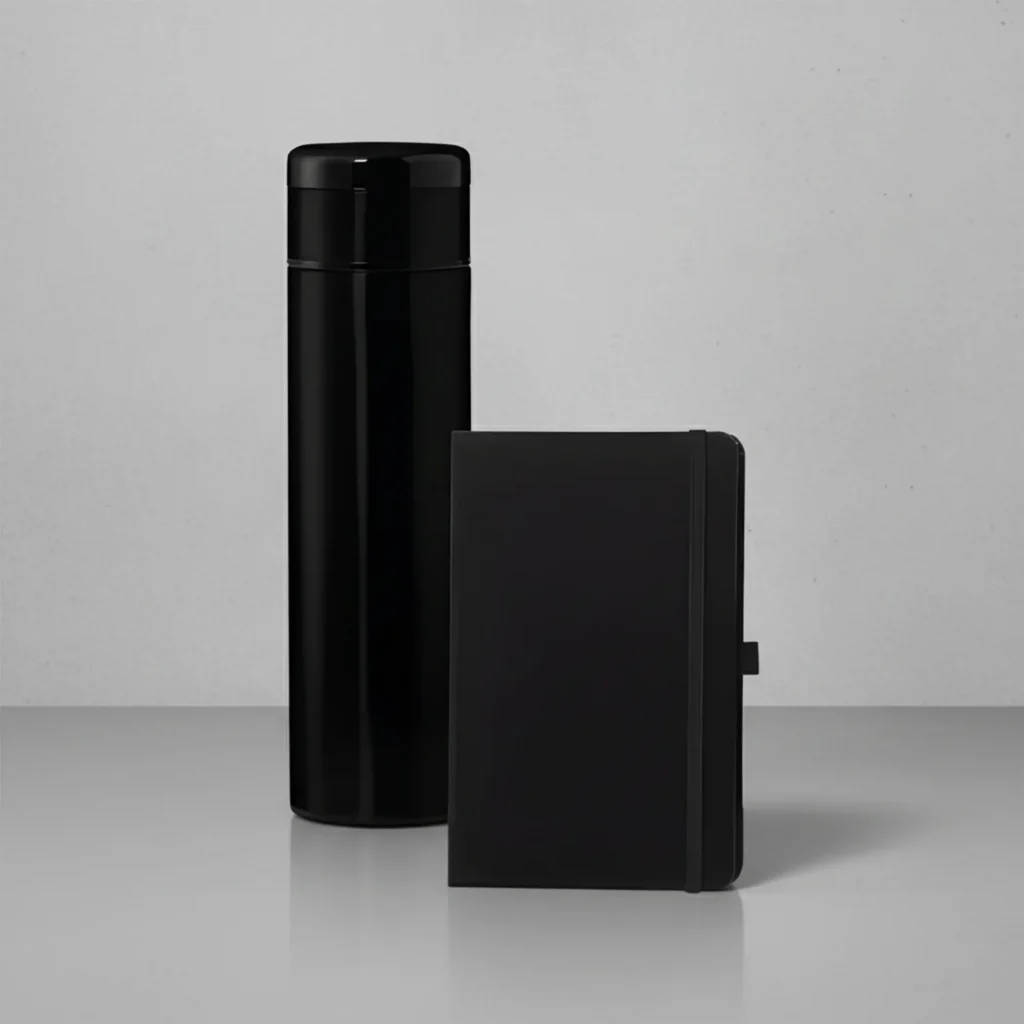 SARGAN Vacuum Flask with Temperature Lid and Notebook Gift Set