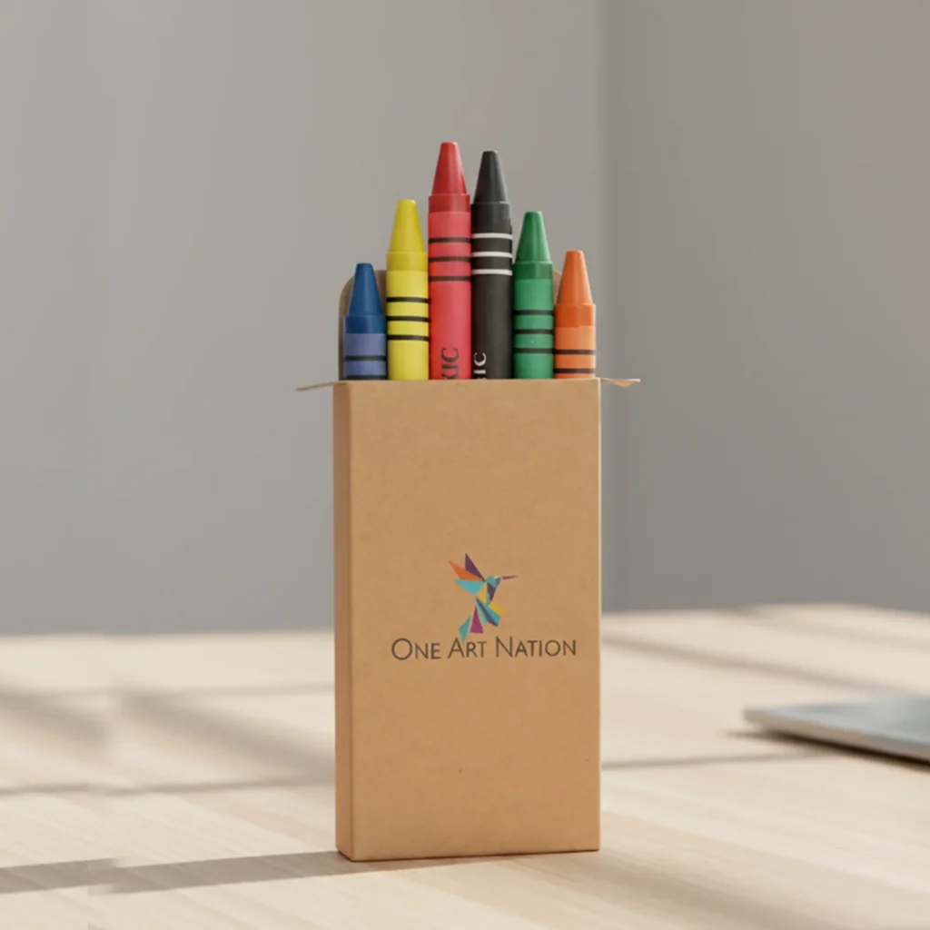 Set Of 6 Crayons In Natural Cardboard Box