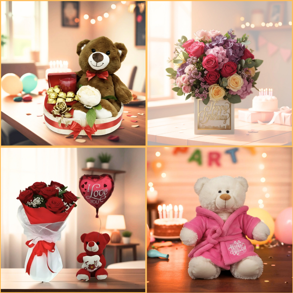 Elegant birthday gift hamper with premium chocolates and festive packaging, perfect for celebrations in Dubai.
