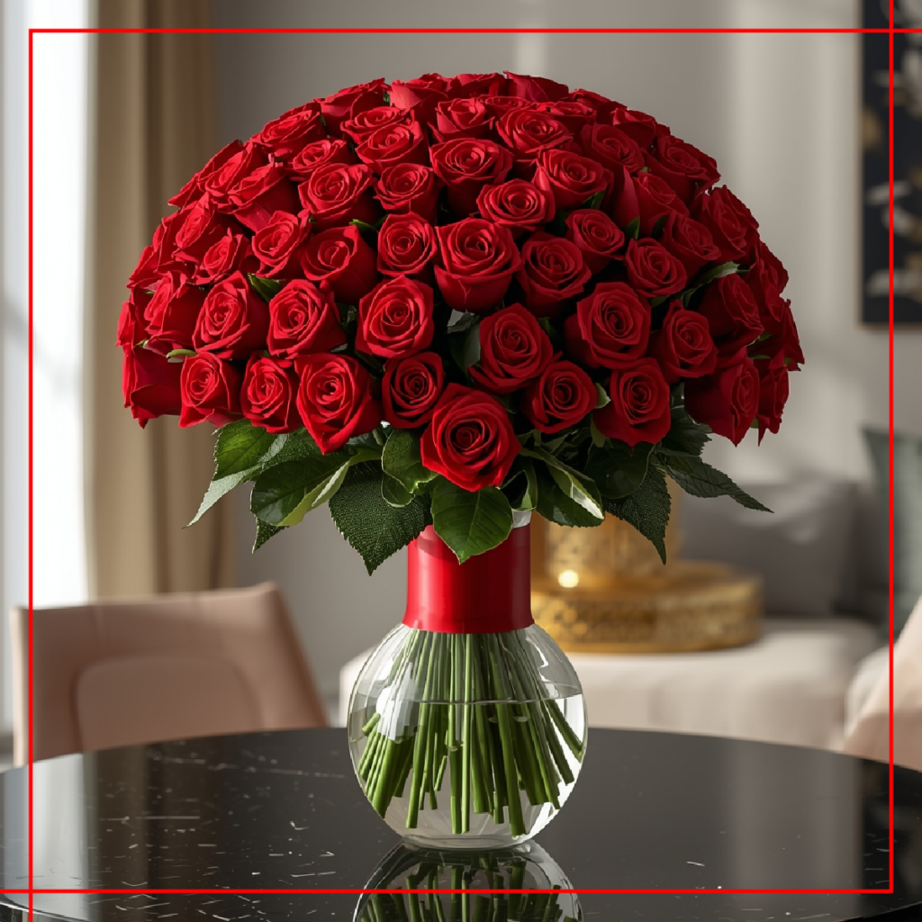 Classic red rose birthday Flower bouquets in Dubai, hand-tied and elegantly arranged