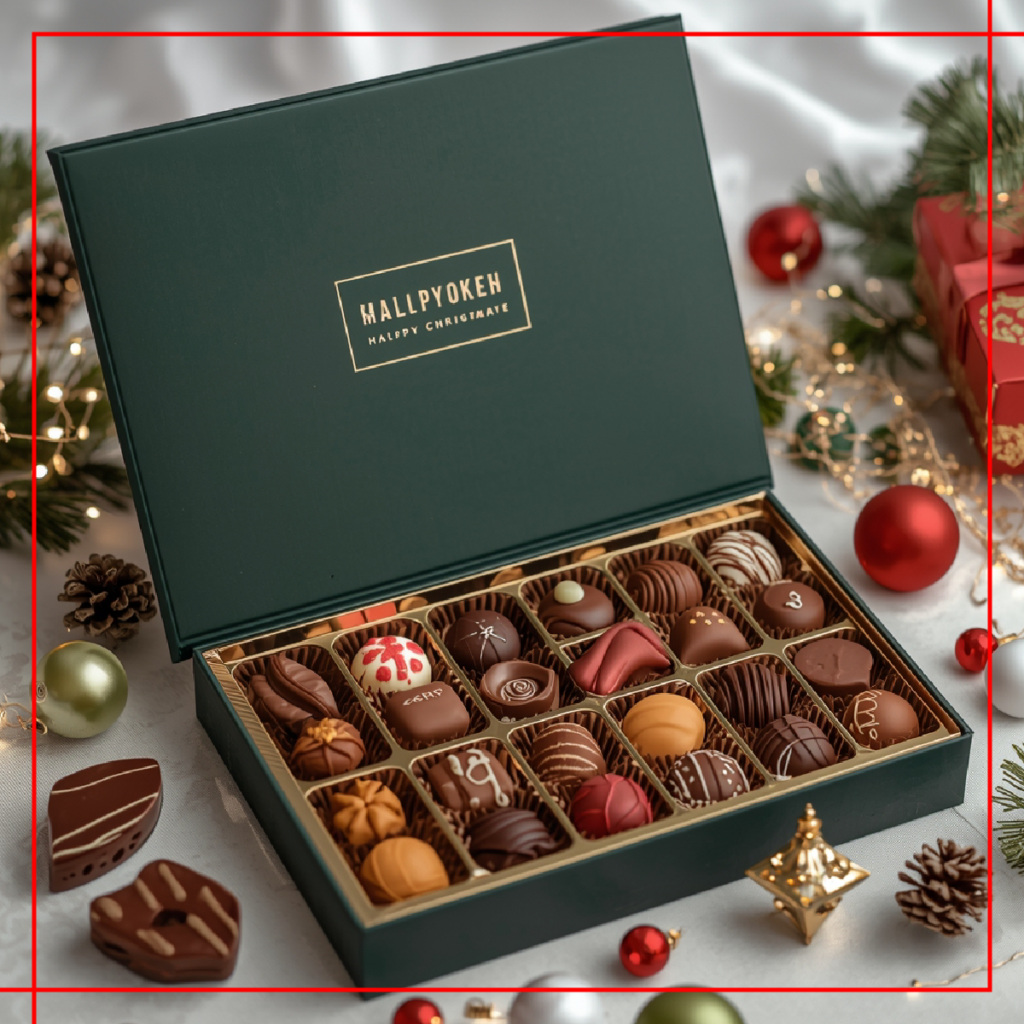 Premium Christmas gift box with sweets and festive wrapping in Dubai